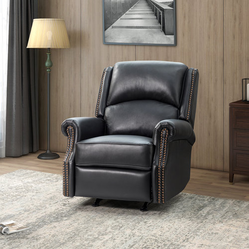 Red Barrel Studio® Westhought 32.67'' Wide Genuine Leather Manual Rocker Recliner & Reviews